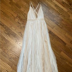 White/nude floor length flowy dress